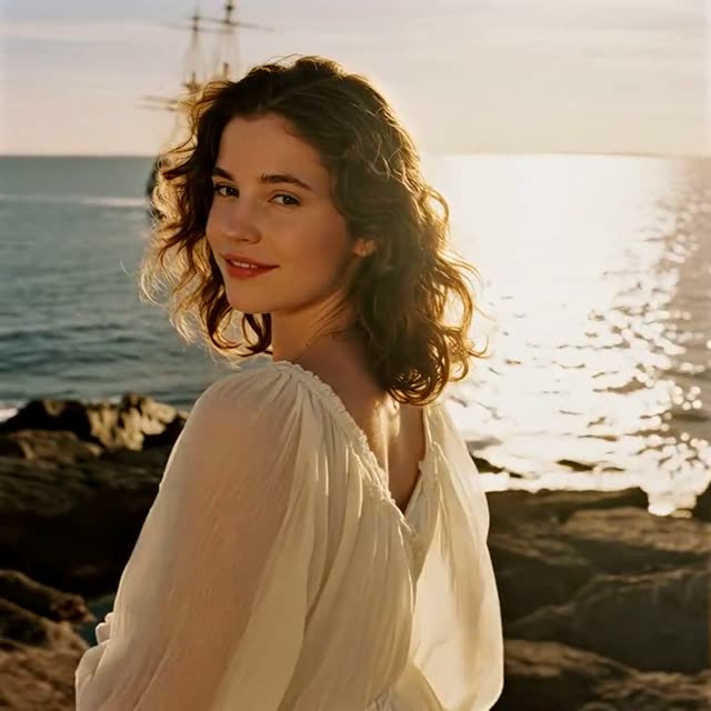 Golden-hour seaside portrait